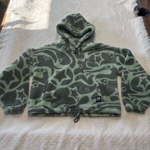 aLab Green Warpy Star Fleece Cropped Hoodie (M)
